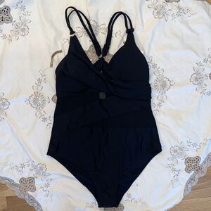 Cupshe Black Mesh One-Piece Swimsuit size L